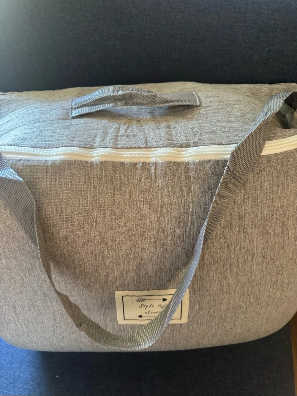 Gray Kids Travel bed in a Bag with Shoulder Strap